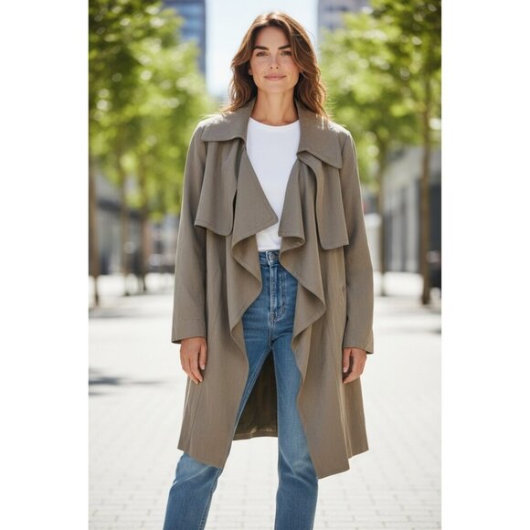 CLUB MONACO CLASSIC LINED ENDURING STYLE MOSS MINI TRENCHCOAT - Medium - Picture 1 of 13